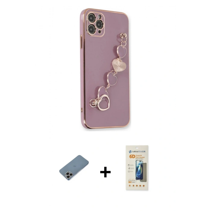 MARSİLYAN™- iPhone 11 Pro Kılıf Nova Işık Prime - Siyah 6D Mat Seramik Hayalet Nano Ekran Koruyucu + Shine Kamera Lens Koruma Cam - GI