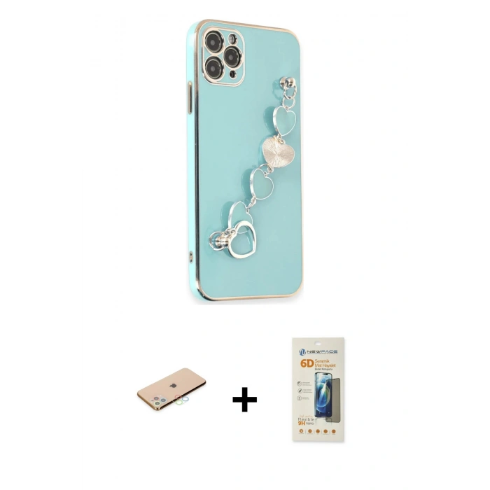 MARSİLYAN™- iPhone 11 Pro Kılıf Nova Işık Prime - Siyah 6D Mat Seramik Hayalet Nano Ekran Koruyucu + Renkli Kamera Lens Koruma Cam - MI