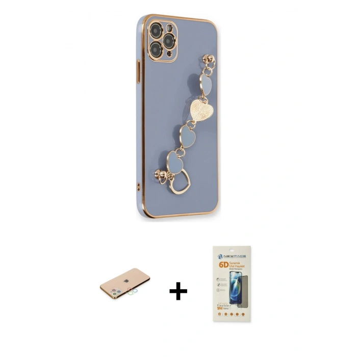 MARSİLYAN™- iPhone 11 Pro Kılıf Nova Işık Prime - Siyah 6D Mat Seramik Hayalet Nano Ekran Koruyucu + Renkli Kamera Lens Koruma Cam - MI