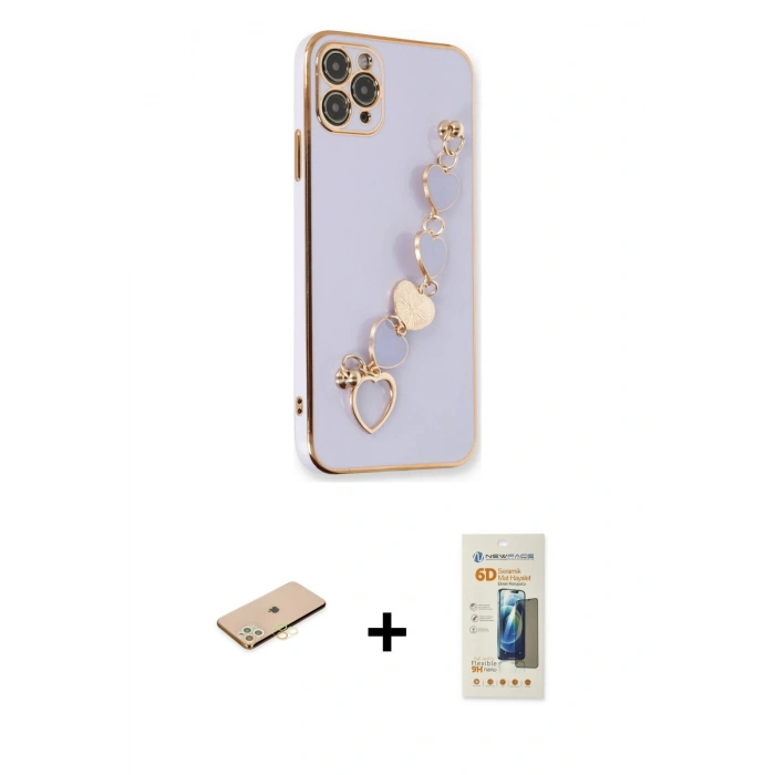 MARSİLYAN™- iPhone 11 Pro Kılıf Nova Işık Prime - Siyah 6D Mat Seramik Hayalet Nano Ekran Koruyucu + Renkli Kamera Lens Koruma Cam - SI