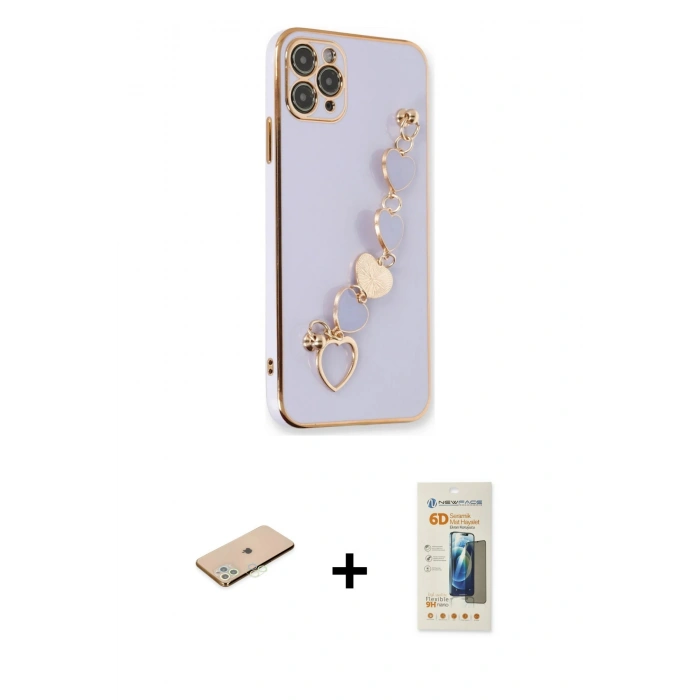 MARSİLYAN™- iPhone 11 Pro Kılıf Nova Işık Prime - Siyah 6D Mat Seramik Hayalet Nano Ekran Koruyucu + Renkli Kamera Lens Koruma Cam - YL