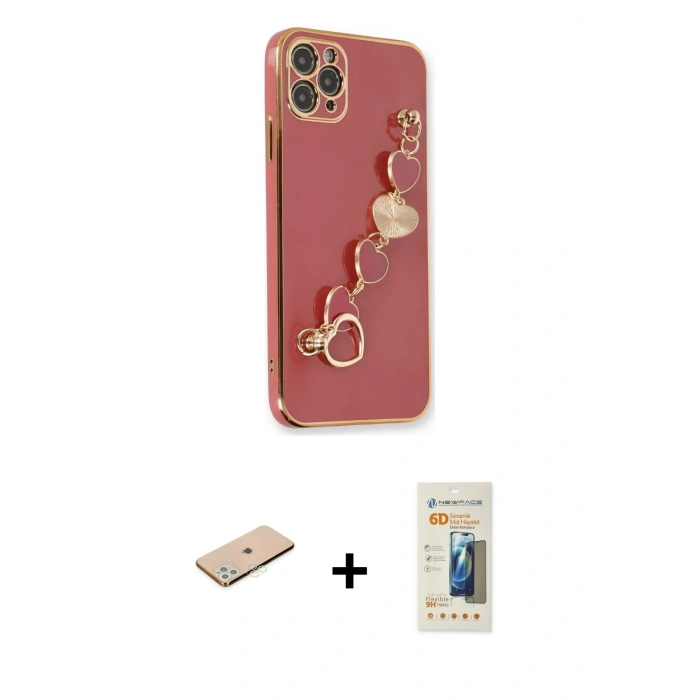 MARSİLYAN™- iPhone 11 Pro Kılıf Nova Işık Prime - Siyah 6D Mat Seramik Hayalet Nano Ekran Koruyucu + Renkli Kamera Lens Koruma Cam - YL