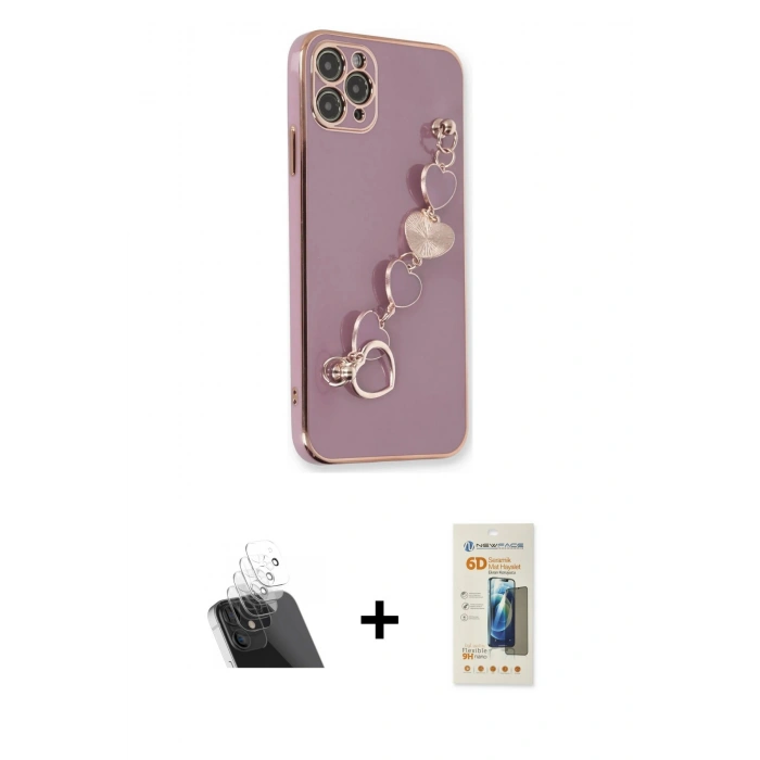 MARSİLYAN™- iPhone 11 Pro Kılıf Nova Işık Prime - Siyah 6D Mat Seramik Hayalet Nano Ekran Koruyucu + Şeffaf Kamera Lens Koruma Cam