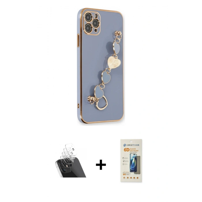 MARSİLYAN™- iPhone 11 Pro Kılıf Nova Işık Prime - Siyah 6D Mat Seramik Hayalet Nano Ekran Koruyucu + Şeffaf Kamera Lens Koruma Cam