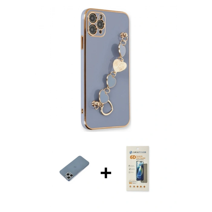 MARSİLYAN™- iPhone 11 Pro Kılıf Nova Işık Prime - Siyah 6D Mat Seramik Hayalet Nano Ekran Koruyucu + Shine Kamera Lens Koruma Cam - GS