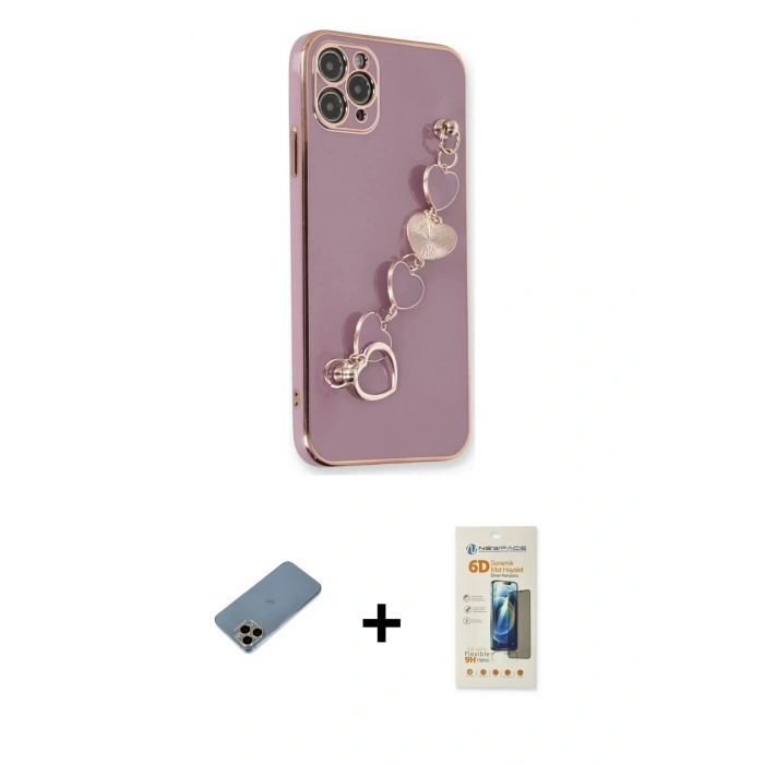 MARSİLYAN™- iPhone 11 Pro Kılıf Nova Işık Prime - Siyah 6D Mat Seramik Hayalet Nano Ekran Koruyucu + Shine Kamera Lens Koruma Cam - GD