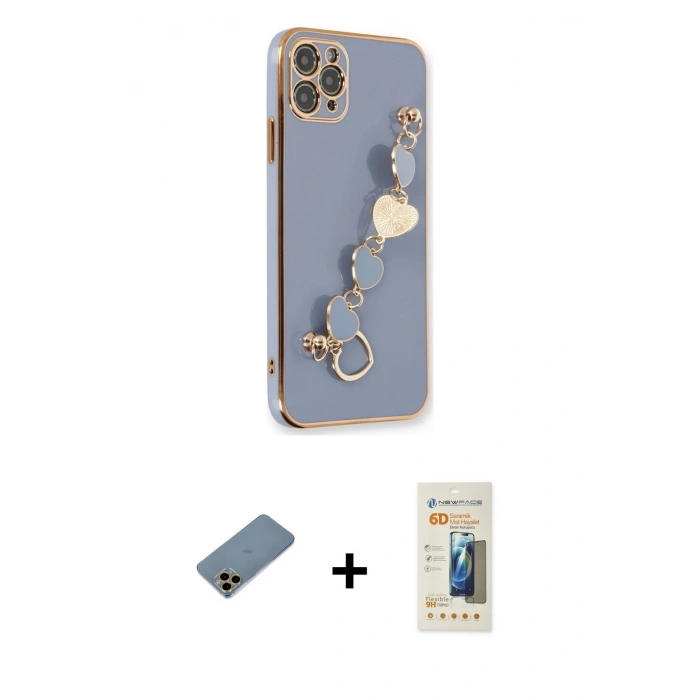 MARSİLYAN™- iPhone 11 Pro Kılıf Nova Işık Prime - Siyah 6D Mat Seramik Hayalet Nano Ekran Koruyucu + Shine Kamera Lens Koruma Cam - GD