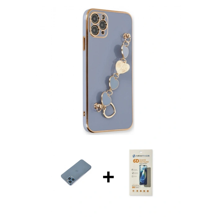 MARSİLYAN™- iPhone 11 Pro Kılıf Nova Işık Prime - Siyah 6D Mat Seramik Hayalet Nano Ekran Koruyucu + Shine Kamera Lens Koruma Cam - MI