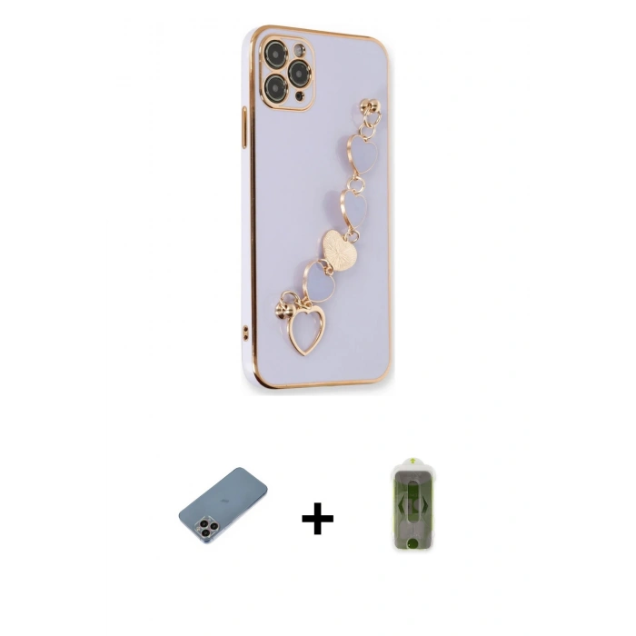 MARSİLYAN™- iPhone 11 Pro Kılıf Nova Işık Prime - Siyah Joko Magic 5D Hayalet Cam + Gökkuşağı Shine Kamera Lens Koruma Cam