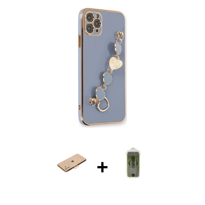 MARSİLYAN™- iPhone 11 Pro Kılıf Nova Işık Prime - Siyah Joko Magic 5D Hayalet Cam + Turuncu Renkli Kamera Lens Koruma Cam