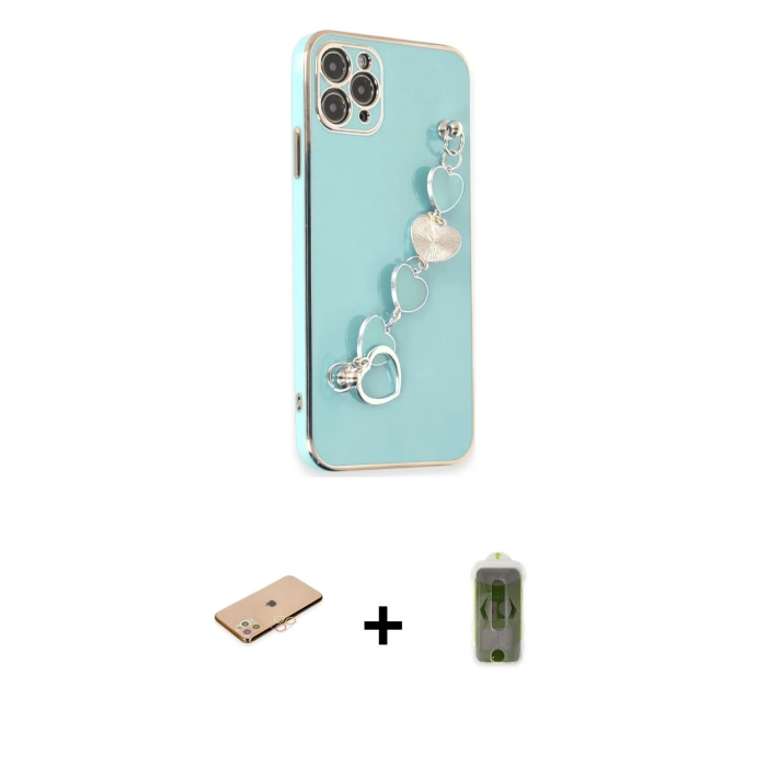 MARSİLYAN™- iPhone 11 Pro Kılıf Nova Işık Prime - Siyah Joko Magic 5D Hayalet Cam + Turuncu Renkli Kamera Lens Koruma Cam