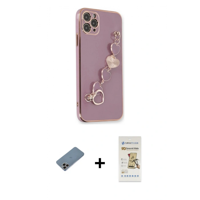 MARSİLYAN™- iPhone 11 Pro Kılıf Nova Işık Prime - Siyah Mat Seramik Nano Ekran Koruyucu + Shine Kamera Lens Koruma Cam - GI