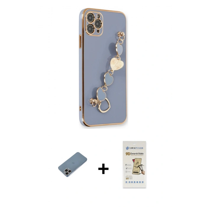 MARSİLYAN™- iPhone 11 Pro Kılıf Nova Işık Prime - Siyah Mat Seramik Nano Ekran Koruyucu + Shine Kamera Lens Koruma Cam - GI