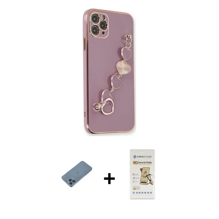 MARSİLYAN™- iPhone 11 Pro Kılıf Nova Işık Prime - Siyah Mat Seramik Nano Ekran Koruyucu + Shine Kamera Lens Koruma Cam - MI