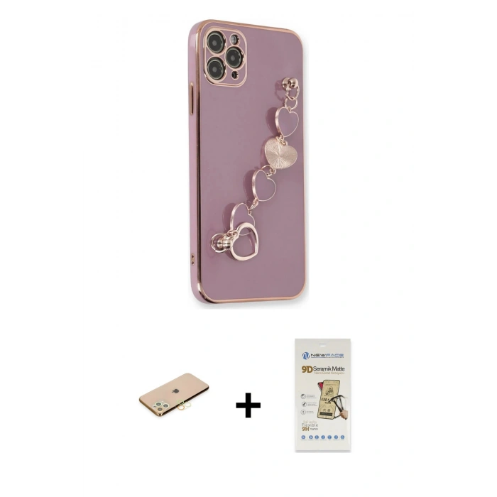 MARSİLYAN™- iPhone 11 Pro Kılıf Nova Işık Prime - Siyah Mat Seramik Nano Ekran Koruyucu + Renkli Kamera Lens Koruma Cam - SI