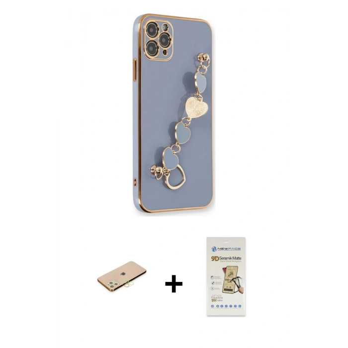 MARSİLYAN™- iPhone 11 Pro Kılıf Nova Işık Prime - Siyah Mat Seramik Nano Ekran Koruyucu + Renkli Kamera Lens Koruma Cam - SI