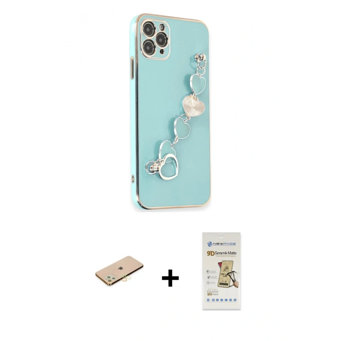 MARSİLYAN™- iPhone 11 Pro Kılıf Nova Işık Prime - Siyah Mat Seramik Nano Ekran Koruyucu + Renkli Kamera Lens Koruma Cam - SI