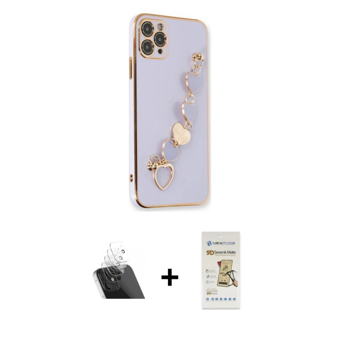 MARSİLYAN™- iPhone 11 Pro Kılıf Nova Işık Prime - Siyah Mat Seramik Nano Ekran Koruyucu + Kamera Lens Koruma Cam - SF