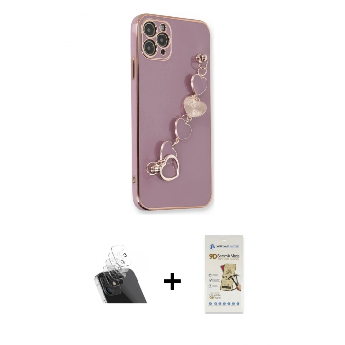 MARSİLYAN™- iPhone 11 Pro Kılıf Nova Işık Prime - Siyah Mat Seramik Nano Ekran Koruyucu + Kamera Lens Koruma Cam - SF