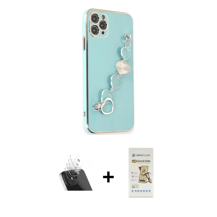 MARSİLYAN™- iPhone 11 Pro Kılıf Nova Işık Prime - Siyah Mat Seramik Nano Ekran Koruyucu + Kamera Lens Koruma Cam - SF