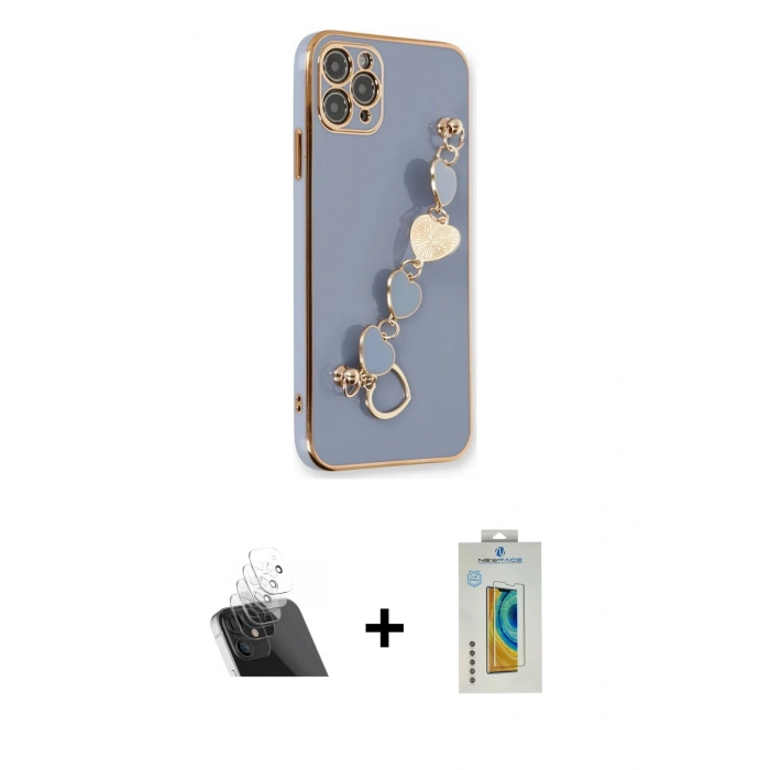 MARSİLYAN™- iPhone 11 Pro Kılıf Nova Işık Prime - Siyah Polymer Nano Ekran Koruyucu + Kamera Lens Koruma Cam - SF