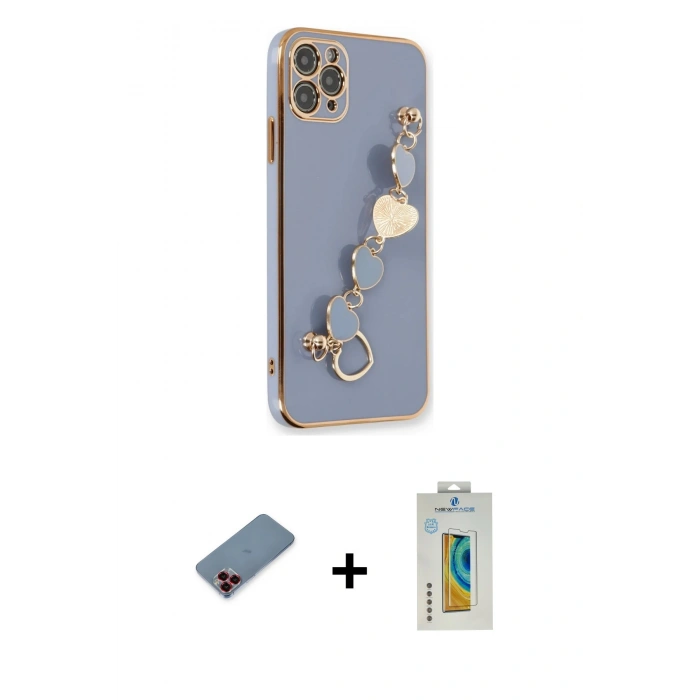 MARSİLYAN™- iPhone 11 Pro Kılıf Nova Işık Prime - Siyah Polymer Nano Ekran Koruyucu + Metal Kamera Lens Koruma Cam - KI