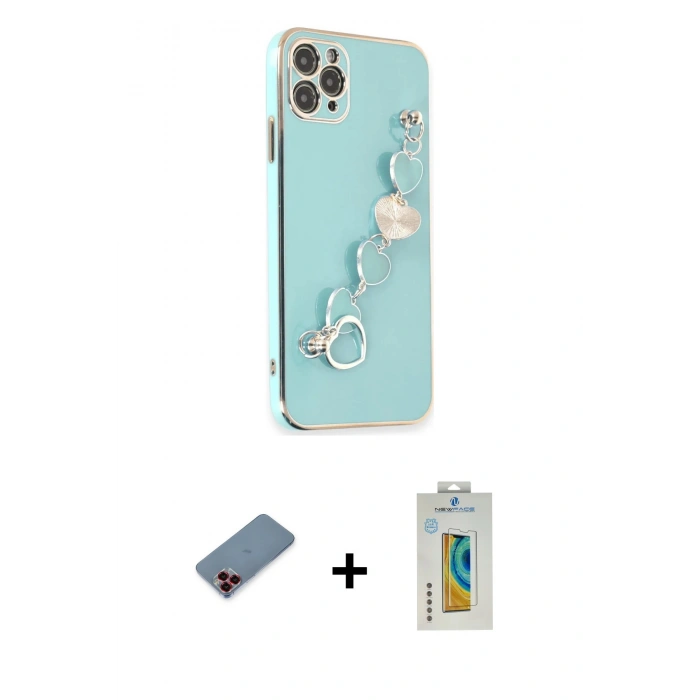 MARSİLYAN™- iPhone 11 Pro Kılıf Nova Işık Prime - Siyah Polymer Nano Ekran Koruyucu + Metal Kamera Lens Koruma Cam - KI