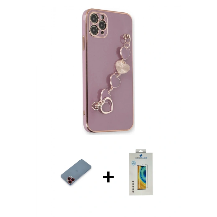 MARSİLYAN™- iPhone 11 Pro Kılıf Nova Işık Prime - Siyah Polymer Nano Ekran Koruyucu + Metal Kamera Lens Koruma Cam - KI