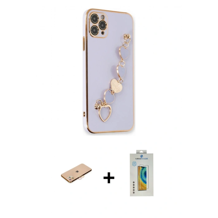 MARSİLYAN™- iPhone 11 Pro Kılıf Nova Işık Prime - Siyah Polymer Nano Ekran Koruyucu + Renkli Kamera Lens Koruma Cam - TU
