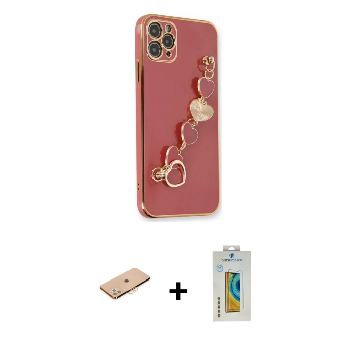 MARSİLYAN™- iPhone 11 Pro Kılıf Nova Işık Prime - Siyah Polymer Nano Ekran Koruyucu + Renkli Kamera Lens Koruma Cam - TU