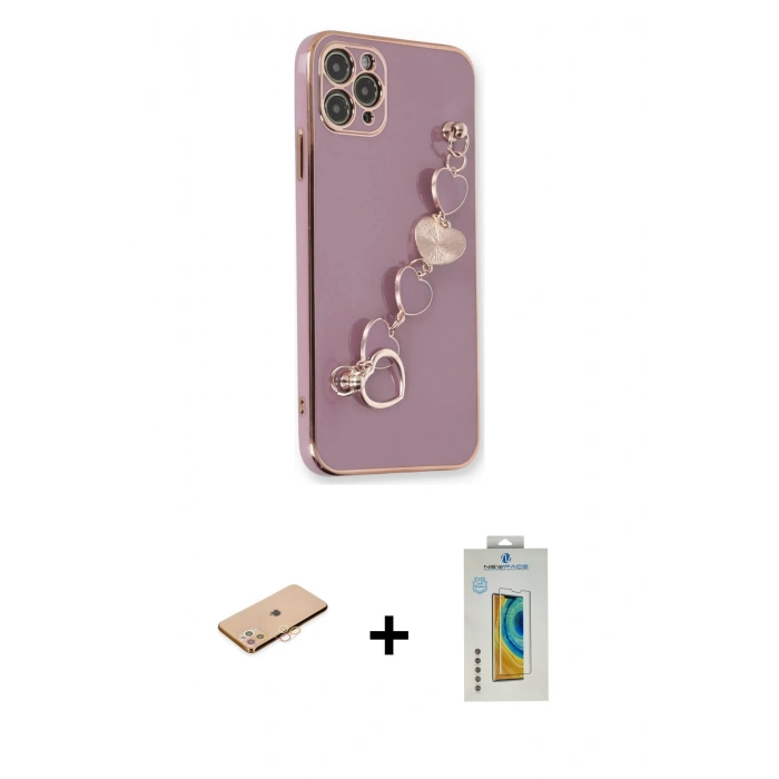 MARSİLYAN™- iPhone 11 Pro Kılıf Nova Işık Prime - Siyah Polymer Nano Ekran Koruyucu + Renkli Kamera Lens Koruma Cam - TU