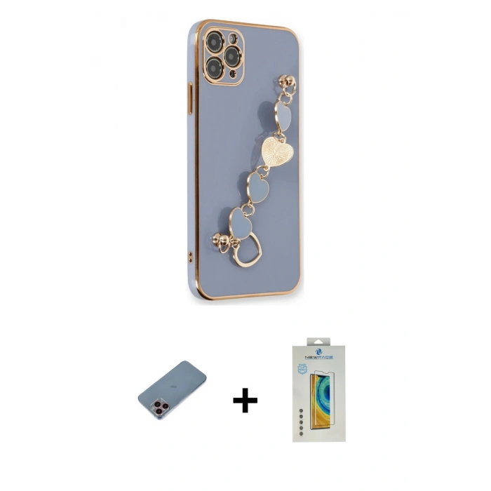 MARSİLYAN™- iPhone 11 Pro Kılıf Nova Işık Prime - Siyah Polymer Nano Ekran Koruyucu + Shine Kamera Lens Koruma Cam - PE