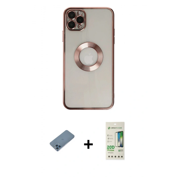 MARSİLYAN™- iPhone 11 Pro Kılıf Pusula Form - Siyah 20D Premium Cam Ekran Koruyucu + Shine Kamera Lens Koruma Cam - MI