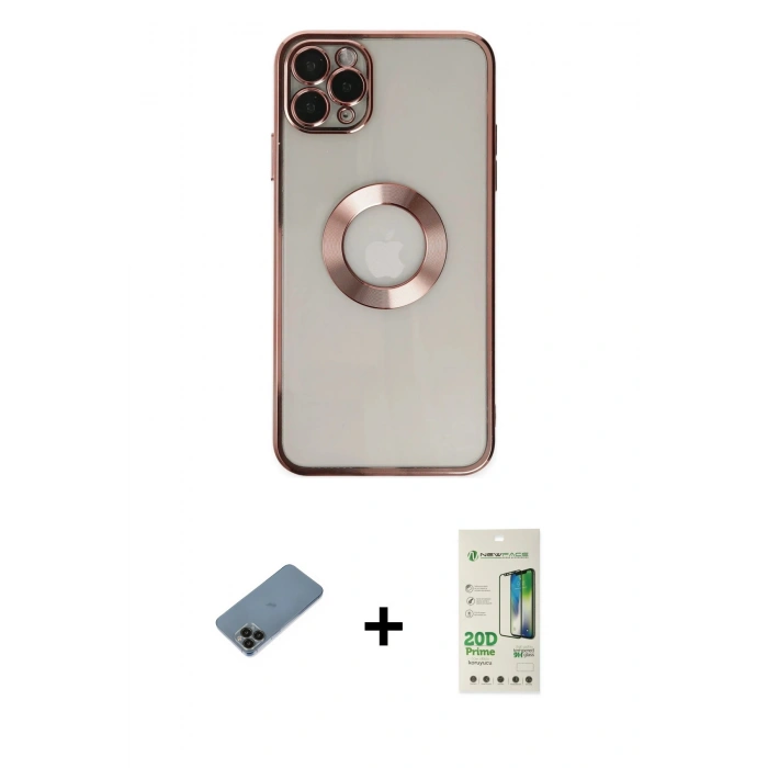 MARSİLYAN™- iPhone 11 Pro Kılıf Pusula Form - Siyah 20D Premium Cam Ekran Koruyucu + Shine Kamera Lens Koruma Cam - SH