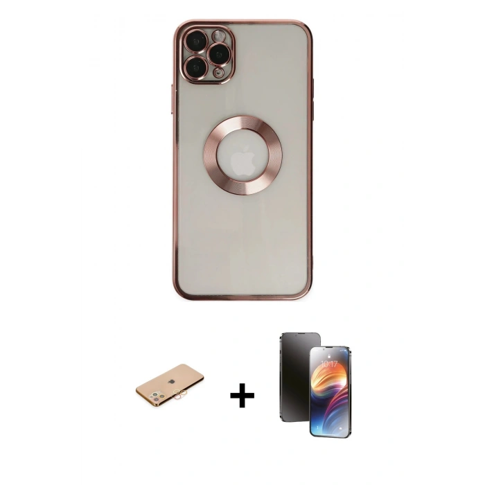 MARSİLYAN™- iPhone 11 Pro Kılıf Pusula Form - Siyah 3D Antistatik Mat Seramik Nano Ekran Koruyucu + Renkli Kamera Lens Koruma Cam - TU