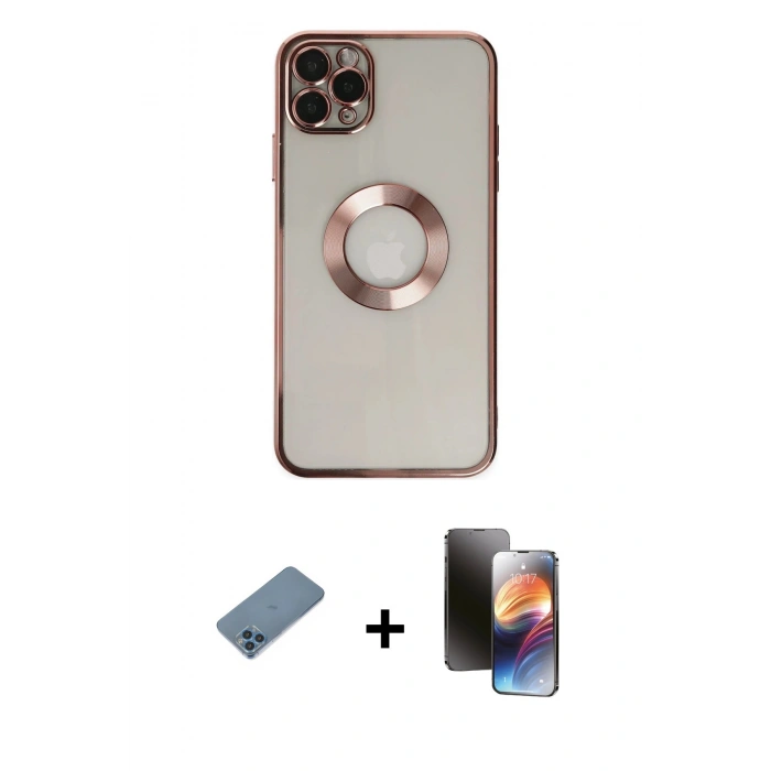 MARSİLYAN™- iPhone 11 Pro Kılıf Pusula Form - Siyah 3D Antistatik Mat Seramik Nano Ekran Koruyucu + Shine Kamera Lens Koruma Cam - MI