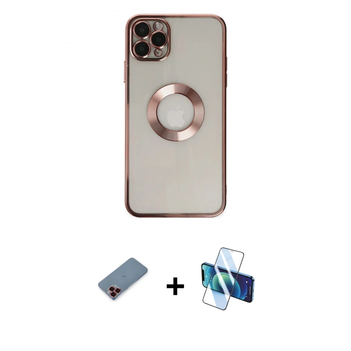 MARSİLYAN™- iPhone 11 Pro Kılıf Pusula Form - Siyah 3D Antistatik Seramik Nano Ekran Koruyucu + Metal Kamera Lens Koruma Cam - KI