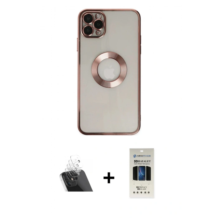 MARSİLYAN™- iPhone 11 Pro Kılıf Pusula Form - Siyah 5D Hayalet Cam Ekran Koruyucu + Şeffaf Kamera Lens Koruma Cam