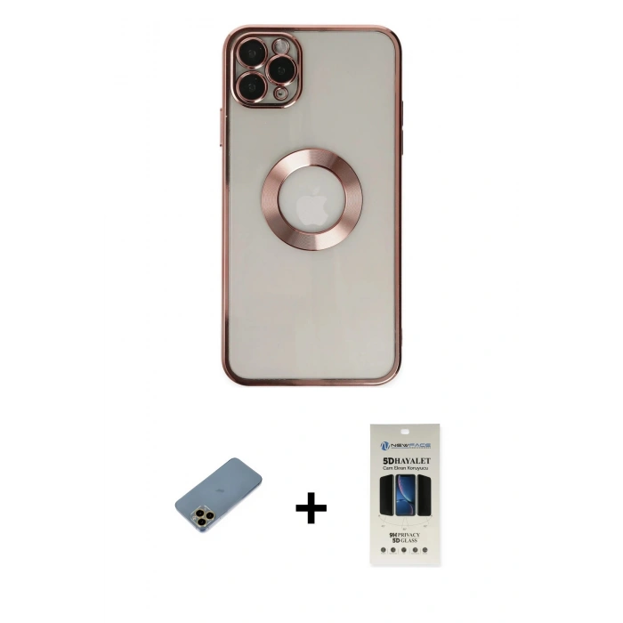 MARSİLYAN™- iPhone 11 Pro Kılıf Pusula Form - Siyah 5D Hayalet Cam Ekran Koruyucu + Shine Kamera Lens Koruma Cam - GD
