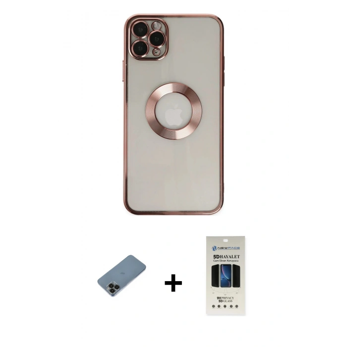MARSİLYAN™- iPhone 11 Pro Kılıf Pusula Form - Siyah 5D Hayalet Cam Ekran Koruyucu + Shine Kamera Lens Koruma Cam - SH
