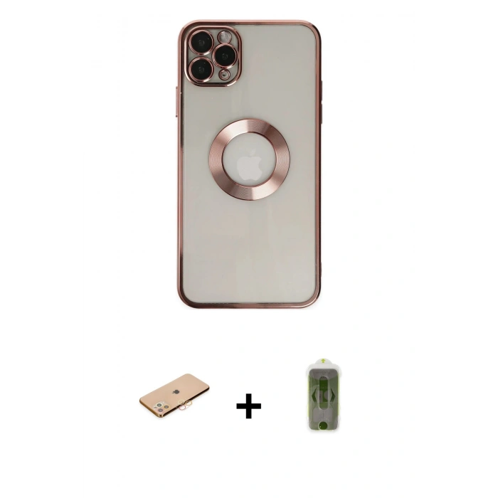 MARSİLYAN™- iPhone 11 Pro Kılıf Pusula Form - Siyah Joko Magic 5D Hayalet Cam + Renkli Kamera Lens Koruma Cam - TU