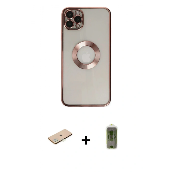 MARSİLYAN™- iPhone 11 Pro Kılıf Pusula Form - Siyah Joko Magic 5D Hayalet Cam + Renkli Kamera Lens Koruma Cam - YL