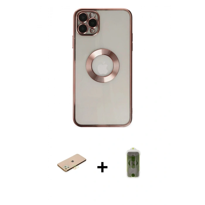 MARSİLYAN™- iPhone 11 Pro Kılıf Pusula Form - Siyah Joko Magic 5D Hayalet Cam + Renkli Kamera Lens Koruma Cam - SI