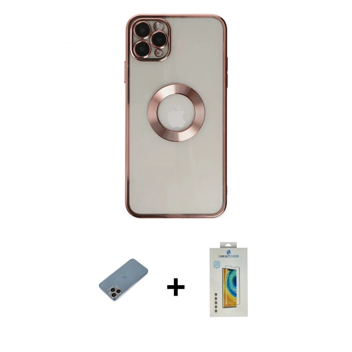 MARSİLYAN™- iPhone 11 Pro Kılıf Pusula Form - Siyah Polymer Nano Ekran Koruyucu + Shine Kamera Lens Koruma Cam - GI