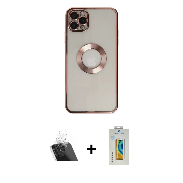 MARSİLYAN™- iPhone 11 Pro Kılıf Pusula Form - Siyah Polymer Nano Ekran Koruyucu + Kamera Lens Koruma Cam - SF