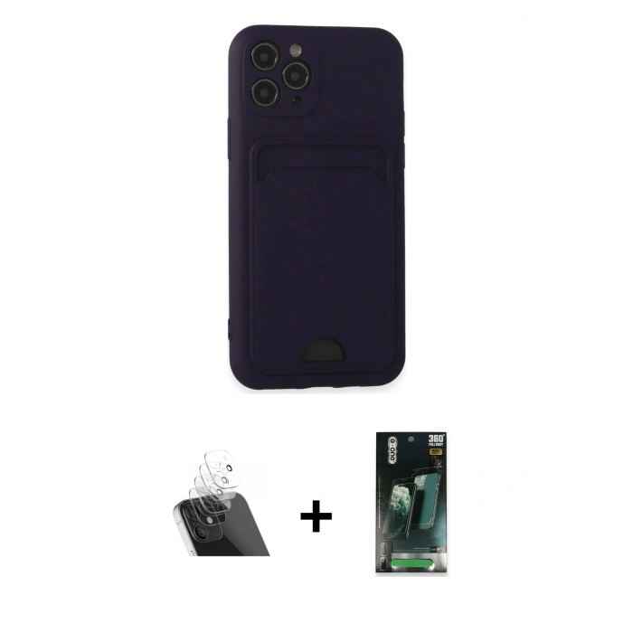 MARSİLYAN™- iPhone 11 Pro Kılıf Vadi Çizgi Prime - Şeffaf 360 Full Body Arka Koruyucu + Kamera Lens Koruma Cam - SF