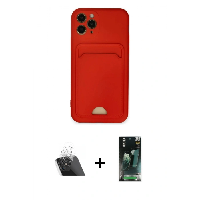 MARSİLYAN™- iPhone 11 Pro Kılıf Vadi Çizgi Prime - Şeffaf 360 Full Body Arka Koruyucu + Kamera Lens Koruma Cam - SF