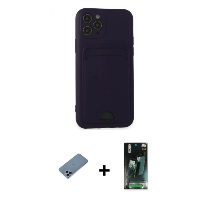 MARSİLYAN™- iPhone 11 Pro Kılıf Vadi Çizgi Prime - Şeffaf 360 Full Body Arka Koruyucu + Shine Kamera Lens Koruma Cam - SABE