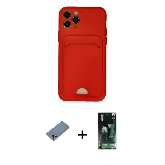 MARSİLYAN™- iPhone 11 Pro Kılıf Vadi Çizgi Prime - Şeffaf 360 Full Body Arka Koruyucu + Shine Kamera Lens Koruma Cam - SABE