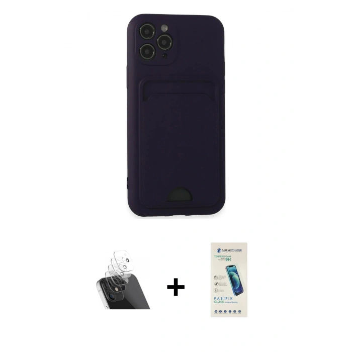 MARSİLYAN™- iPhone 11 Pro Kılıf Vadi Çizgi Prime - Şeffaf Pasifik Cam Ekran Koruyucu + Kamera Lens Koruma Cam - SF